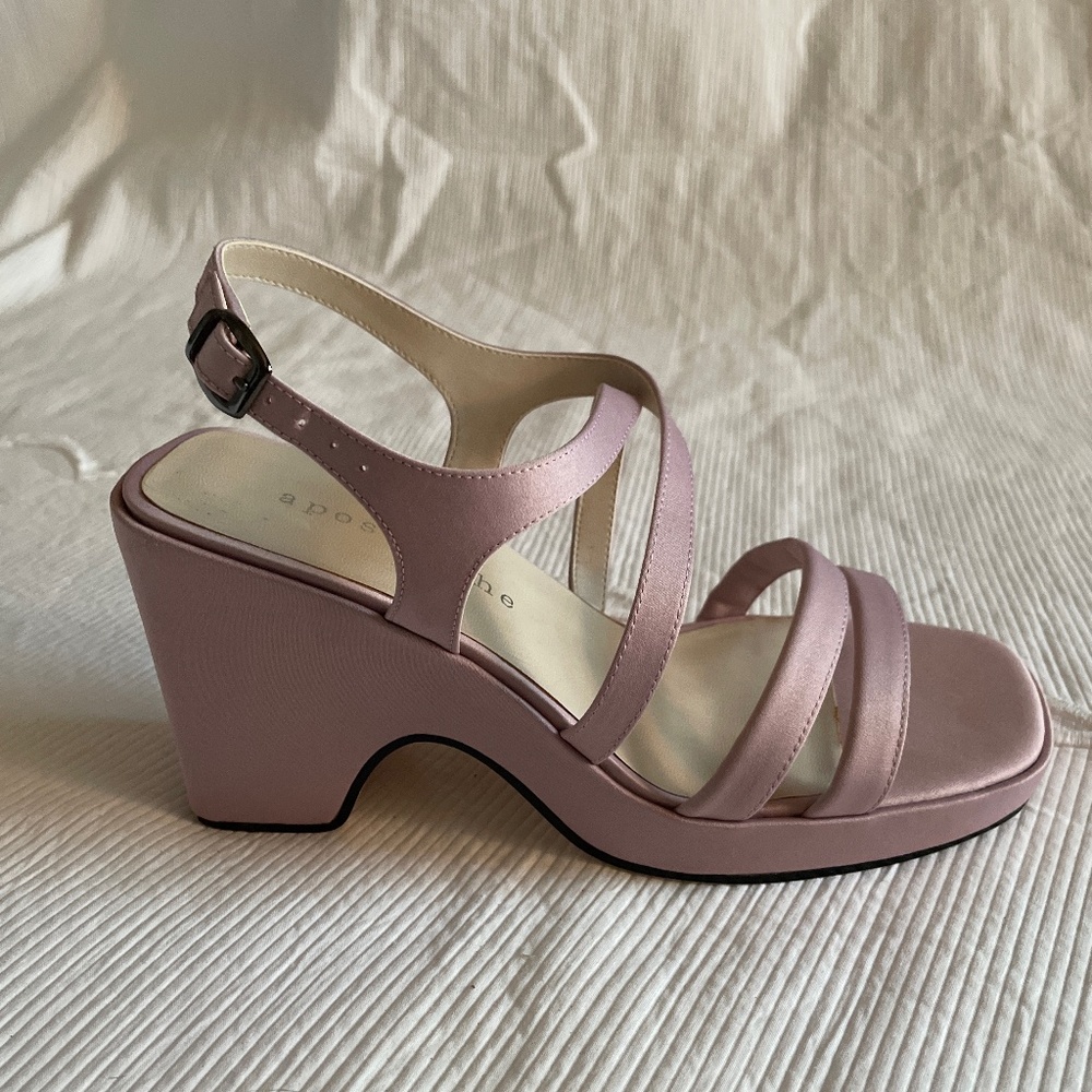 Satin thick heeled dress shoes